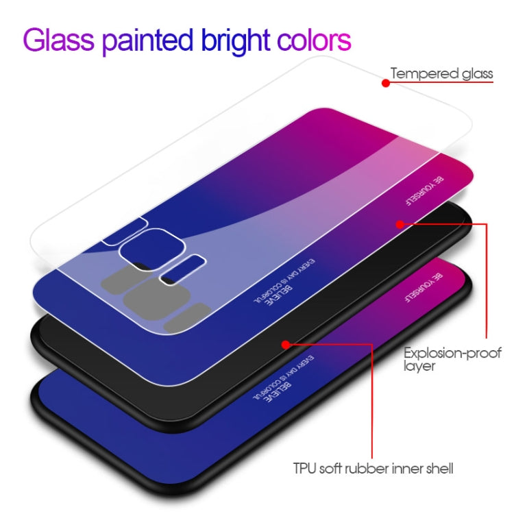 For Galaxy S8 Gradient Color Glass Case(Blue) - free shipping - PMC TechLife - Order now!