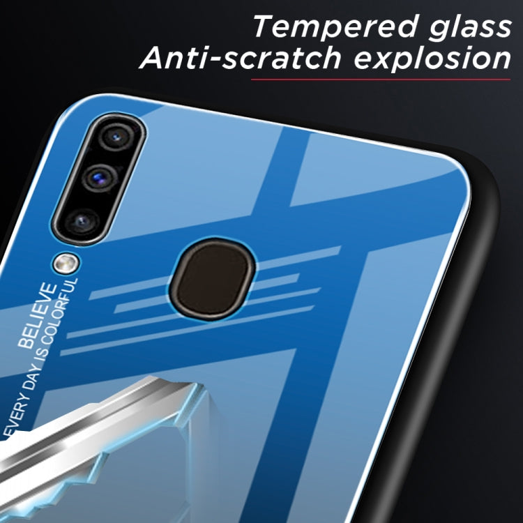 For Galaxy A60 Gradient Color Glass Case(Blue) - Galaxy Phone Cases by PMC TechLife | Online Shopping South Africa | PMC TechLife | Buy Now Pay Later Mobicred