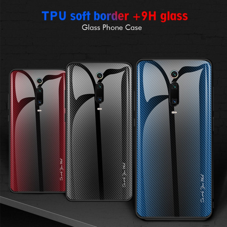 For Xiaomi Redmi K20 / K20 Pro / 9T Texture Gradient Glass Protective Case(Blue) - free shipping - PMC TechLife - Order now!