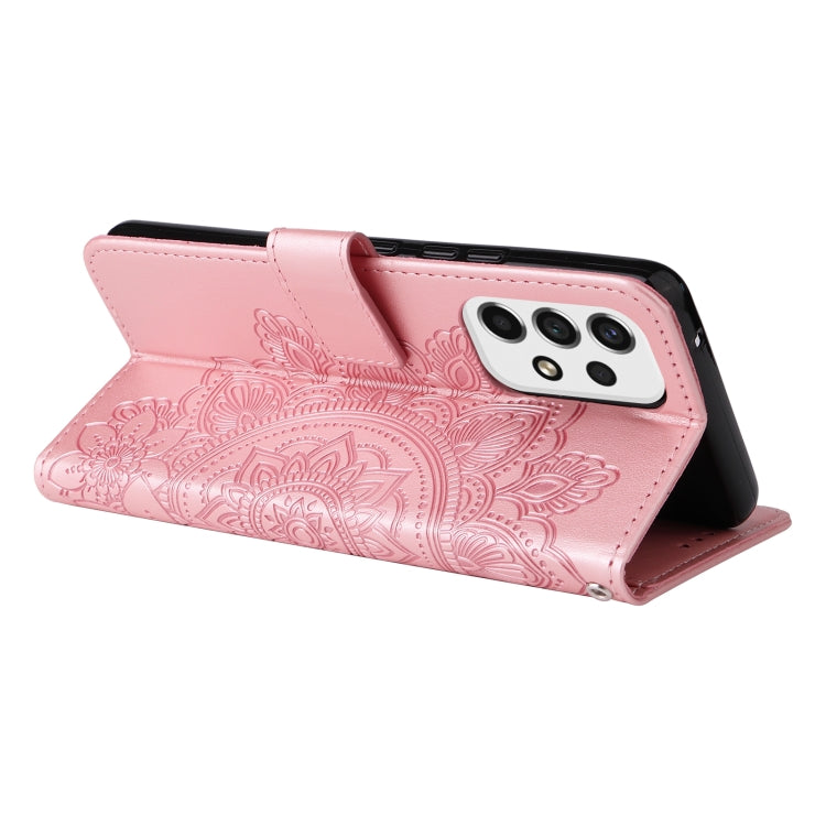 For Samsung Galaxy A53 5G 7-petal Flowers Embossing Pattern Horizontal Flip CasePhone Case(Rose Gold) - free shipping - PMC TechLife - Order now!
