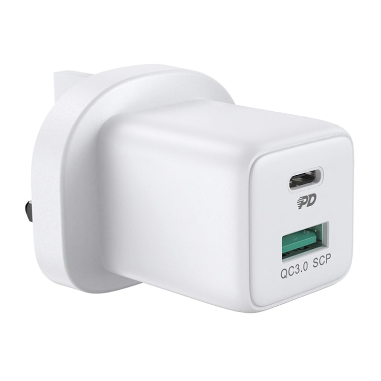 JOYROOM L-QP303 PD 30W USB-C / Type-C + QC 3.0 USB Mini Fast Charger, UK Plug(White) - USB Charger by JOYROOM | Online Shopping South Africa | PMC Jewellery