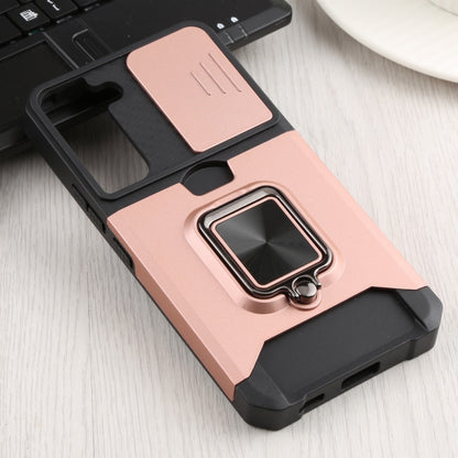 For Samsung Galaxy S22 5G Sliding Camera Cover Design PC + TPU Shockproof Phone Case with Ring Holder & Card Slot(Rose Gold) - Galaxy S22 5G Cases by PMC Jewellery | Online Shopping South Africa | PMC Jewellery