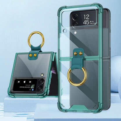 For Samsung Galaxy Z Flip3 5G GKK Shockproof Airbag Phone Case with Ring Holder(Transparent Green) - Galaxy Phone Cases by GKK | Online Shopping South Africa | PMC Jewellery | Buy Now Pay Later Mobicred