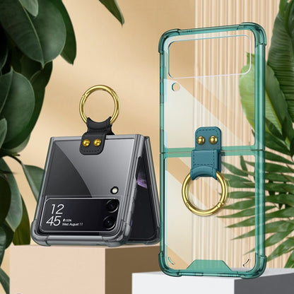 For Samsung Galaxy Z Flip3 5G GKK Shockproof Airbag Phone Case with Ring Holder(Transparent Green) - Galaxy Phone Cases by GKK | Online Shopping South Africa | PMC Jewellery | Buy Now Pay Later Mobicred