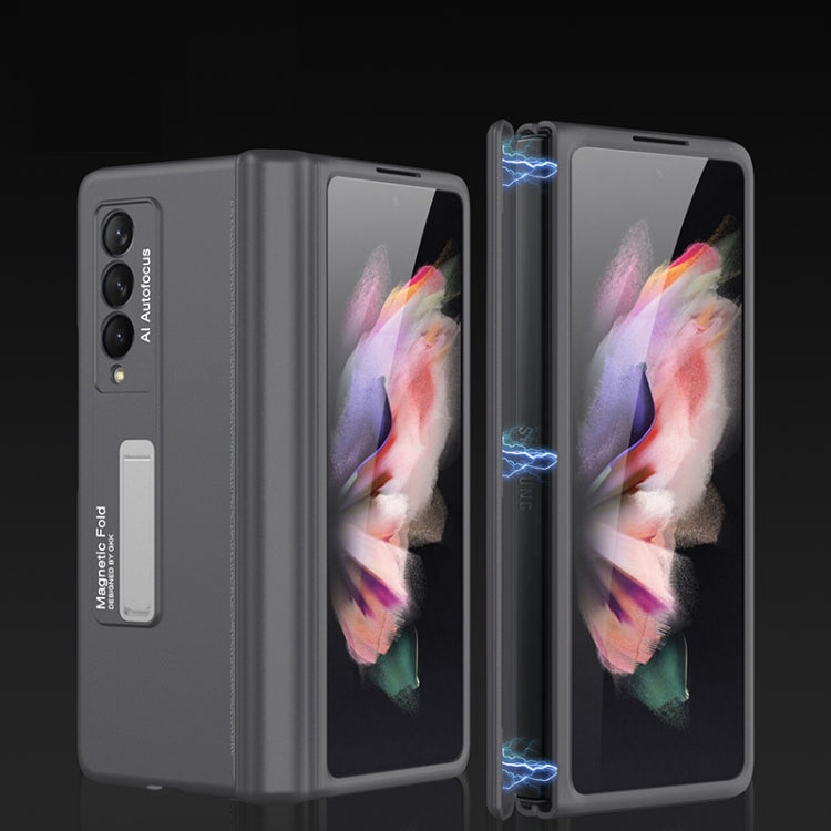 For Samsung Galaxy Z Fold3 5G GKK Magnetic Full Coverage Phone Flip Case with Holder(Grey) - free shipping - PMC TechLife - Order now!