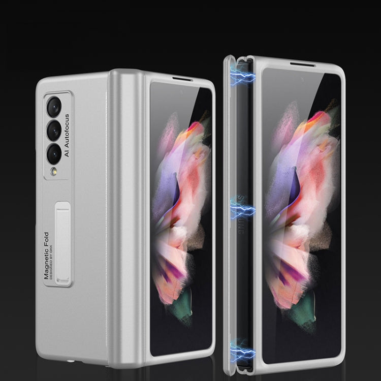 For Samsung Galaxy Z Fold3 5G GKK Magnetic Full Coverage Phone Flip Case with Holder(Silver) - free shipping - PMC TechLife - Order now!
