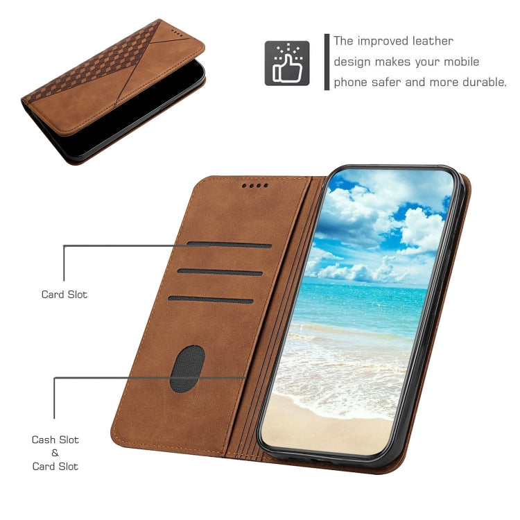 For Samsung Galaxy A33 5G Skin Feel Magnetic Leather Phone Case(Brown) - Galaxy Phone Cases by PMC TechLife | Online Shopping South Africa | PMC TechLife | Buy Now Pay Later Mobicred