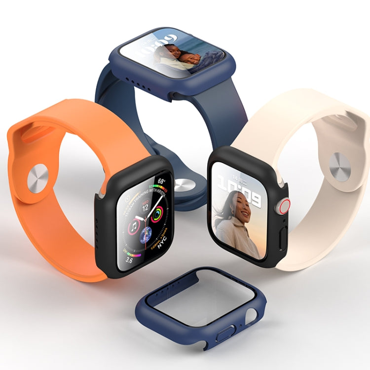 ROCK 2 in 1 PC Frame + Tempered Glass Protector Case For Apple Watch Series 9 / 8 / 7 45mm(Black) - Watch Cases by ROCK | Online Shopping South Africa | PMC TechLife | Buy Now Pay Later Mobicred