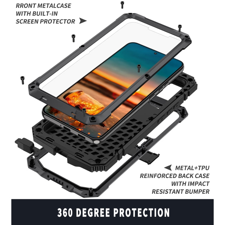 For Samsung Galaxy S22+ 5G R-JUST Metal + Silicone Holder Phone Case(Black) - Galaxy S22+ 5G Cases by R-JUST | Online Shopping South Africa | PMC TechLife | Buy Now Pay Later Mobicred