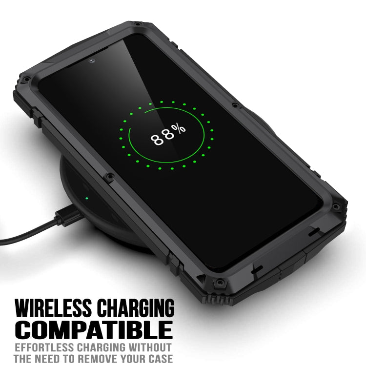 For Samsung Galaxy S22+ 5G R-JUST Metal + Silicone Holder Phone Case(Black) - Galaxy S22+ 5G Cases by R-JUST | Online Shopping South Africa | PMC TechLife | Buy Now Pay Later Mobicred
