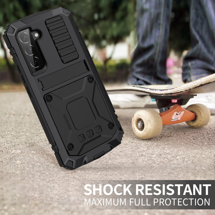 For Samsung Galaxy S22+ 5G R-JUST Metal + Silicone Holder Phone Case(Black) - Galaxy S22+ 5G Cases by R-JUST | Online Shopping South Africa | PMC TechLife | Buy Now Pay Later Mobicred