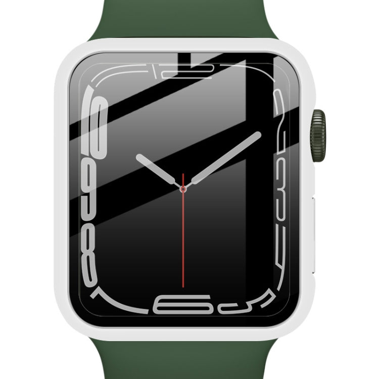 imak PC Case with Tempered Glass Film For Apple Watch Series 8 / 7 41mm(White) - Watch Cases by imak | Online Shopping South Africa | PMC TechLife | Buy Now Pay Later Mobicred