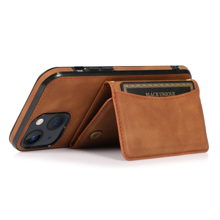 For iPhone 13 Three-fold Leather Phone Case with Card Slot & Wallet & Holder(Brown) - free shipping - PMC TechLife - Order now!