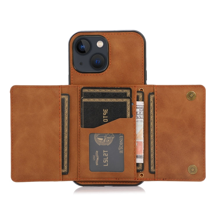 For iPhone 13 Three-fold Leather Phone Case with Card Slot & Wallet & Holder(Brown) - free shipping - PMC TechLife - Order now!