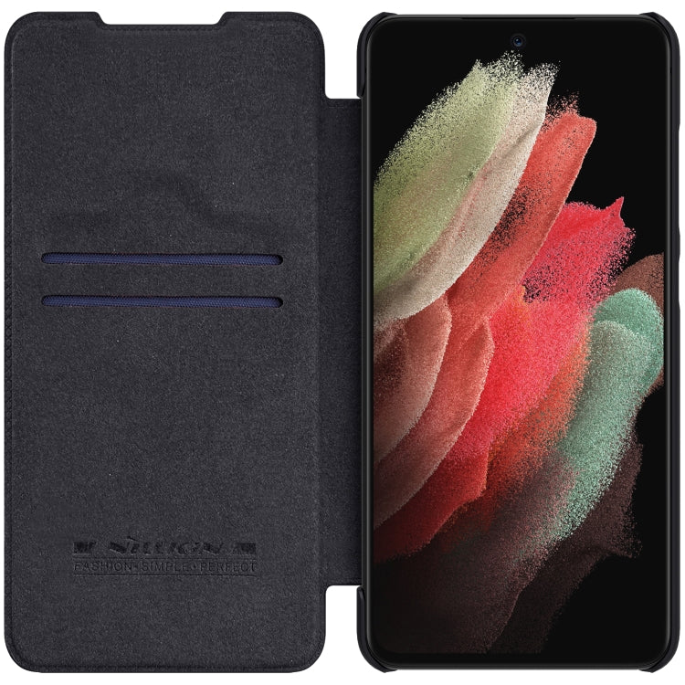 For Samsung Galaxy S22 Ultra 5G NILLKIN QIN Series Pro Sliding Camera Cover Design Leather Phone Case(Black) - Galaxy S22 Ultra 5G Cases by NILLKIN | Online Shopping South Africa | PMC Jewellery | Buy Now Pay Later Mobicred