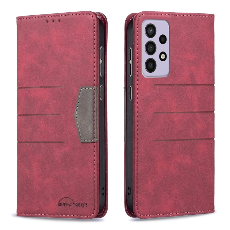 For Samsung Galaxy A73 5G Magnetic Splicing Leather Phone Case(Red) - free shipping - PMC TechLife - Order now!