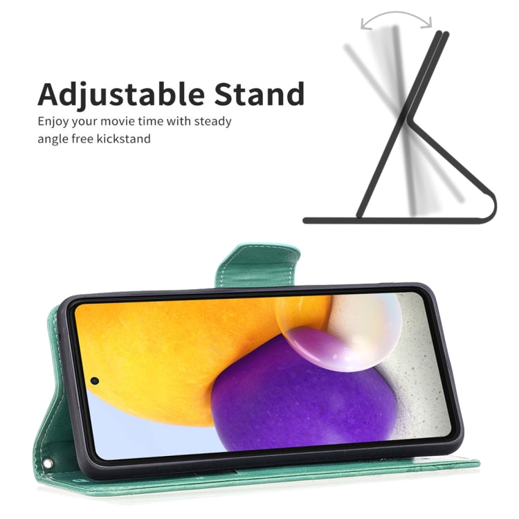 For Samsung Galaxy A73 5G Two Butterflies Embossing Leather Phone Case(Green) - Galaxy Phone Cases by PMC TechLife | Online Shopping South Africa | PMC TechLife | Buy Now Pay Later Mobicred