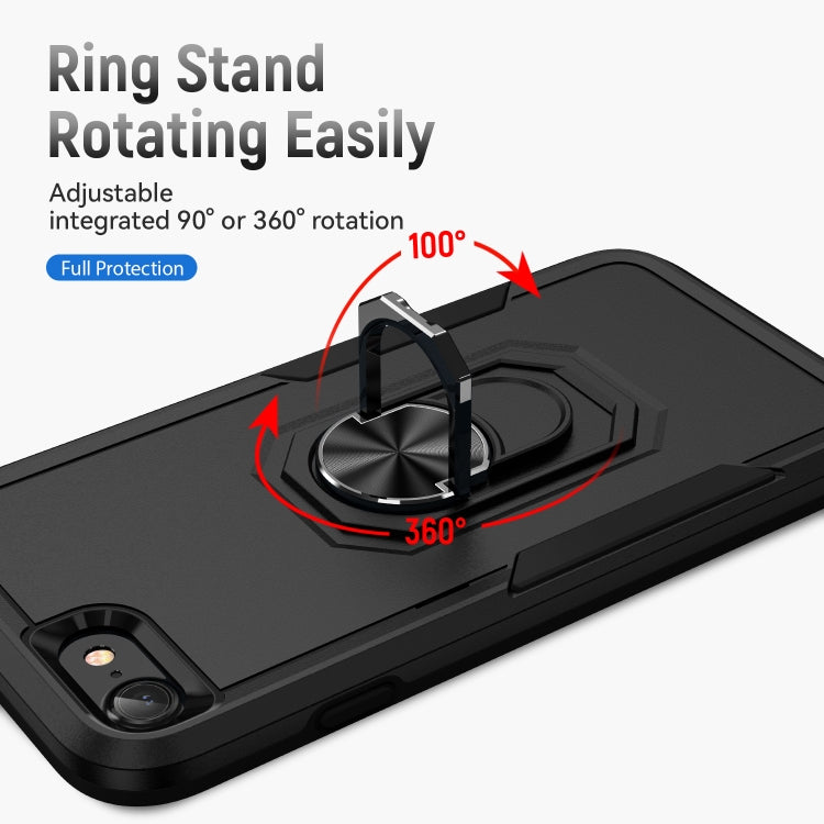For iPhone SE 2022 / SE 2020 / 8 / 7 Pioneer Armor Heavy Duty PC + TPU Holder Phone Case(Black) - free shipping - PMC TechLife - Order now!