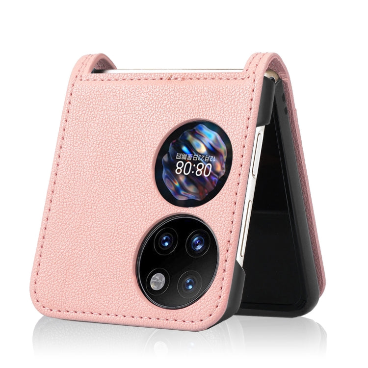 For Huawei P50 Pocket Lambskin Texture Card Folding Phone Case(Pink) - Huawei Cases by PMC TechLife | Online Shopping South Africa | PMC TechLife | Buy Now Pay Later Mobicred