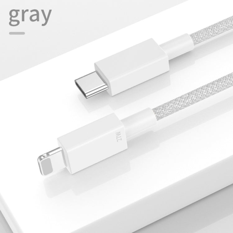 27W PD USB-C / Type-C to 8 Pin Fast Charging Braided Data Cable, Cable Length: 1m(Grey) - 2 in 1 Cable by PMC TechLife | Online Shopping South Africa | PMC TechLife
