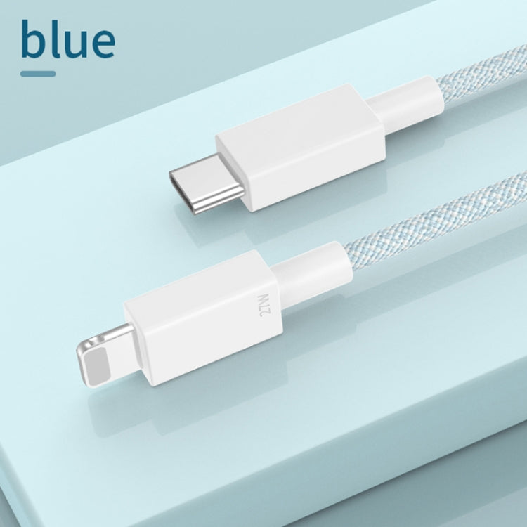 27W PD USB-C / Type-C to 8 Pin Fast Charging Braided Data Cable, Cable Length: 1m(Blue) - 2 in 1 Cable by PMC TechLife | Online Shopping South Africa | PMC TechLife