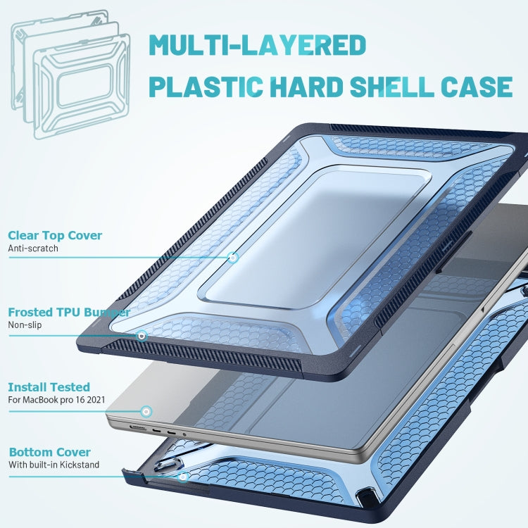 PC + TPU Honeycomb Laptop Protective Case For MacBook Pro 16.2 inch A2485 2021(Sapphire Blue) - MacBook Pro Cases by PMC TechLife | Online Shopping South Africa | PMC TechLife
