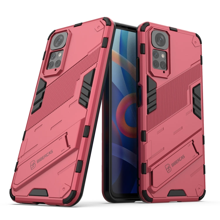 For Xiaomi Redmi Note 11 / Note 11S Global Punk Armor 2 in 1 PC + TPU Shockproof Phone Case with Invisible Holder(Light Red) - free shipping - PMC TechLife - Order now!
