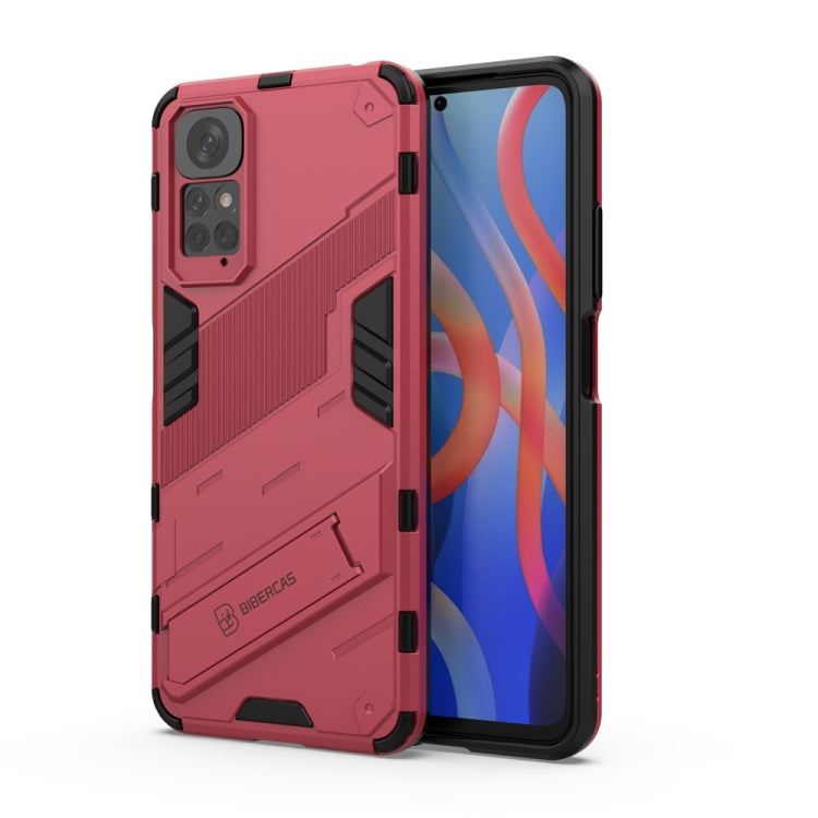 For Xiaomi Redmi Note 11 / Note 11S Global Punk Armor 2 in 1 PC + TPU Shockproof Phone Case with Invisible Holder(Light Red) - free shipping - PMC TechLife - Order now!