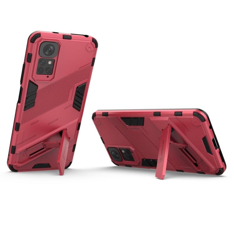 For Xiaomi Redmi Note 11 / Note 11S Global Punk Armor 2 in 1 PC + TPU Shockproof Phone Case with Invisible Holder(Light Red) - free shipping - PMC TechLife - Order now!