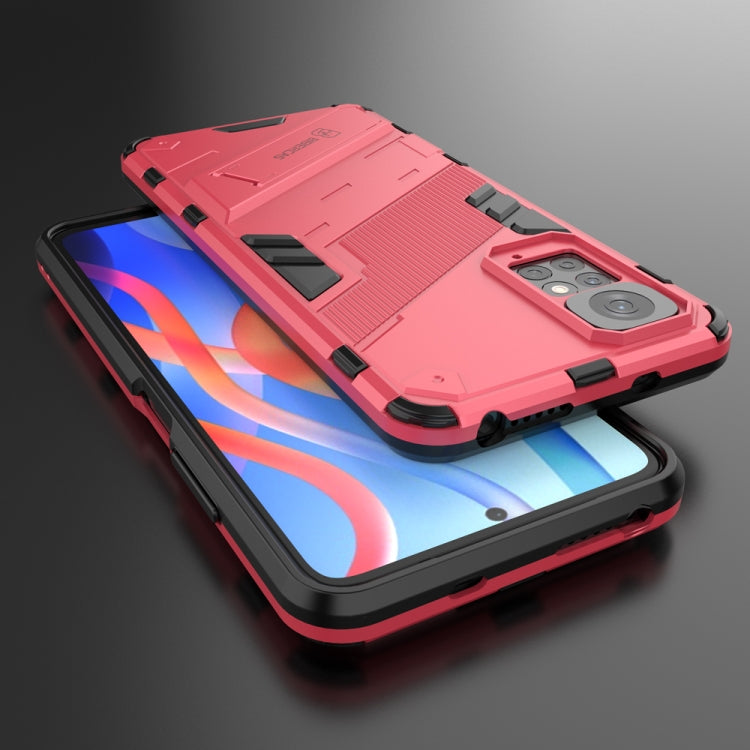 For Xiaomi Redmi Note 11 / Note 11S Global Punk Armor 2 in 1 PC + TPU Shockproof Phone Case with Invisible Holder(Light Red) - free shipping - PMC TechLife - Order now!