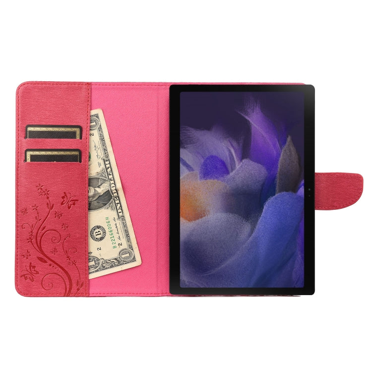 For Samsung Galaxy Tab A8 10.5 2021 X200 / X205 Butterfly Flower Embossing Pattern Leather Tablet Case(Magenta) - free shipping - PMC TechLife - Order now!