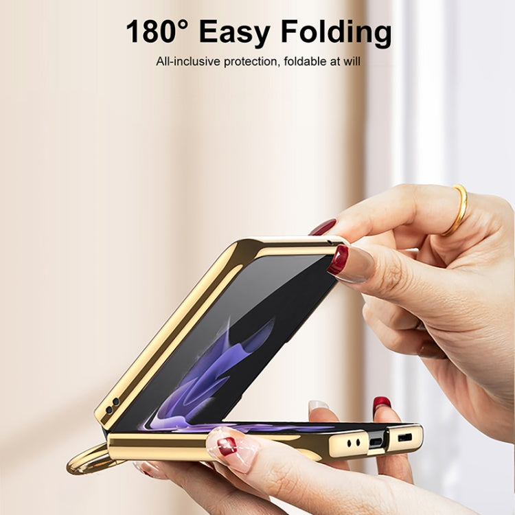 For Samsung Galaxy Z Flip3 5G GKK Integrated Plating + Leather Phone Case with Ring(Dark Green) - free shipping - PMC TechLife - Order now!