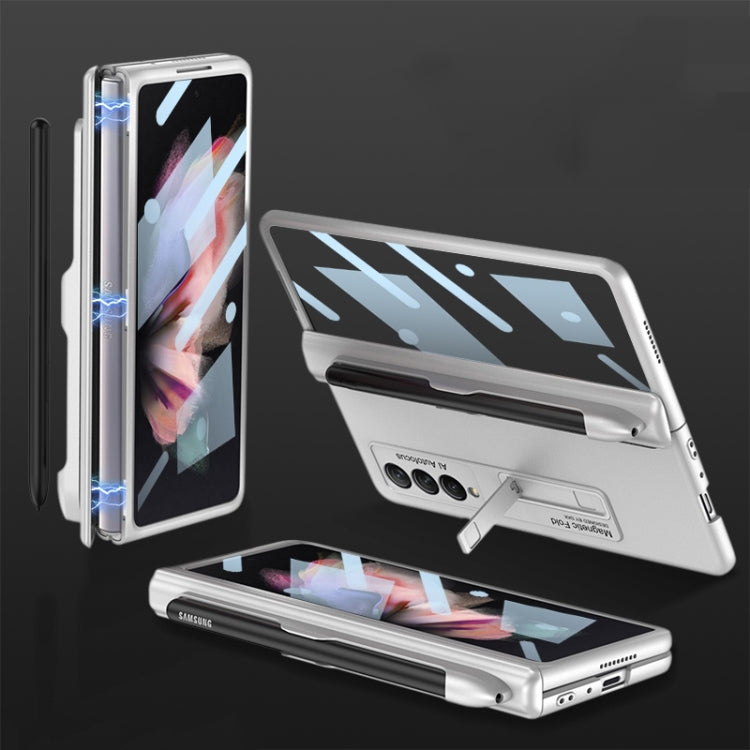For Samsung Galaxy Z Fold3 5G GKK Integrated Magnetic Full Coverage Phone Flip Case with Pen Slot(Silver) - free shipping - PMC TechLife - Order now!