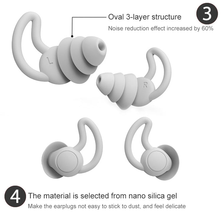 iMeBoBo A1 Shark Fin Version Nano Silicone Sleeping Noise Reduction Earplugs, Style:Three Layer(Grey) - Anti-dust & Ear Caps by PMC Jewellery | Online Shopping South Africa | PMC Jewellery