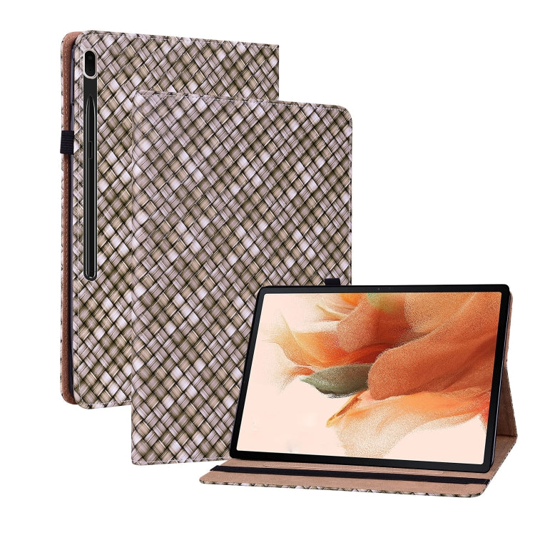 For Samsung Galaxy Tab S8+ / Tab S7+ Color Weave Texture Flip Leather Tablet Case with Holder(Brown) - free shipping - PMC TechLife - Order now!
