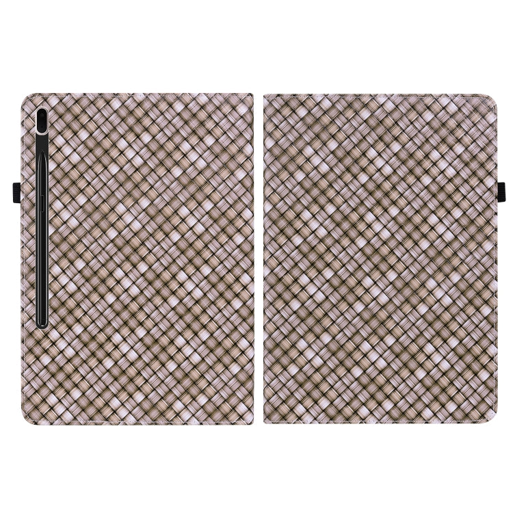 For Samsung Galaxy Tab S8+ / Tab S7+ Color Weave Texture Flip Leather Tablet Case with Holder(Brown) - free shipping - PMC TechLife - Order now!