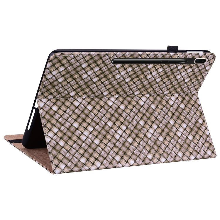 For Samsung Galaxy Tab S8+ / Tab S7+ Color Weave Texture Flip Leather Tablet Case with Holder(Brown) - free shipping - PMC TechLife - Order now!