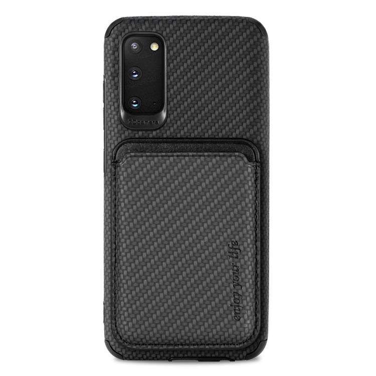 For Samsung Galaxy S20 Carbon Fiber Leather Card Magsafe Phone Case(Black) - Galaxy Phone Cases by PMC TechLife | Online Shopping South Africa | PMC TechLife