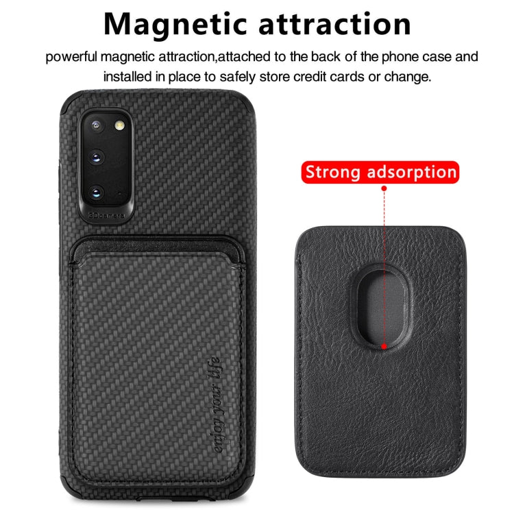 For Samsung Galaxy S20 Carbon Fiber Leather Card Magsafe Phone Case(Black) - Galaxy Phone Cases by PMC TechLife | Online Shopping South Africa | PMC TechLife