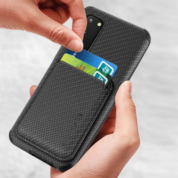 For Samsung Galaxy S20 Carbon Fiber Leather Card Magsafe Phone Case(Black) - Galaxy Phone Cases by PMC TechLife | Online Shopping South Africa | PMC TechLife