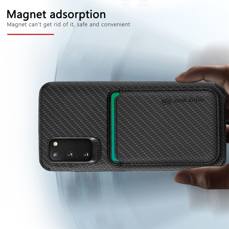For Samsung Galaxy S20 Carbon Fiber Leather Card Magsafe Phone Case(Black) - Galaxy Phone Cases by PMC TechLife | Online Shopping South Africa | PMC TechLife