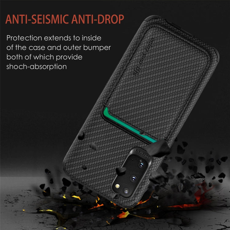 For Samsung Galaxy S20 Carbon Fiber Leather Card Magsafe Phone Case(Black) - Galaxy Phone Cases by PMC TechLife | Online Shopping South Africa | PMC TechLife