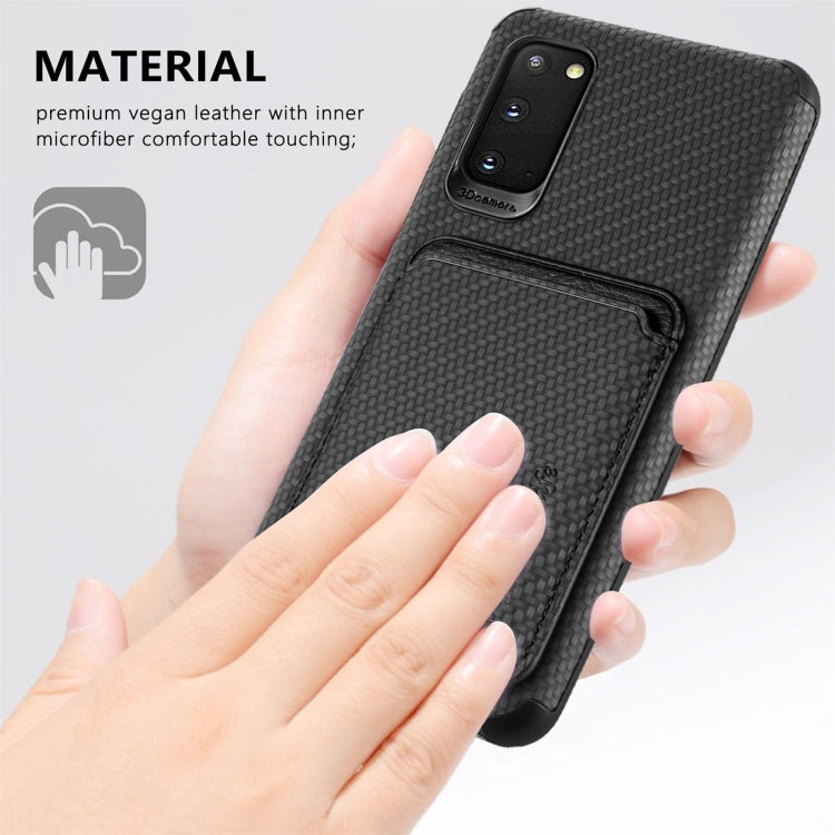 For Samsung Galaxy S20 Carbon Fiber Leather Card Magsafe Phone Case(Black) - Galaxy Phone Cases by PMC TechLife | Online Shopping South Africa | PMC TechLife