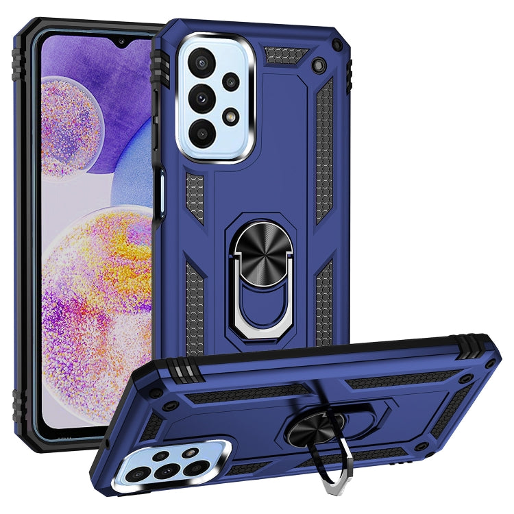 For Samsung Galaxy A23 Shockproof TPU + PC Phone Case with Holder(Blue) - Galaxy Phone Cases by PMC TechLife | Online Shopping South Africa | PMC TechLife | Buy Now Pay Later Mobicred