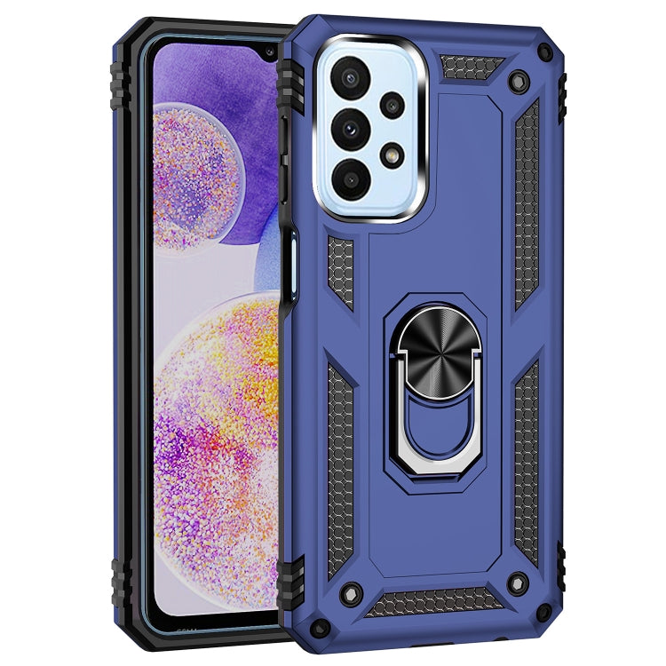 For Samsung Galaxy A23 Shockproof TPU + PC Phone Case with Holder(Blue) - Galaxy Phone Cases by PMC TechLife | Online Shopping South Africa | PMC TechLife | Buy Now Pay Later Mobicred