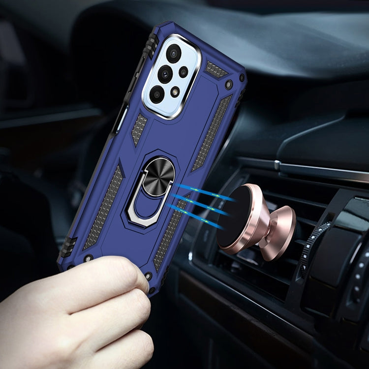 For Samsung Galaxy A23 Shockproof TPU + PC Phone Case with Holder(Blue) - Galaxy Phone Cases by PMC TechLife | Online Shopping South Africa | PMC TechLife | Buy Now Pay Later Mobicred