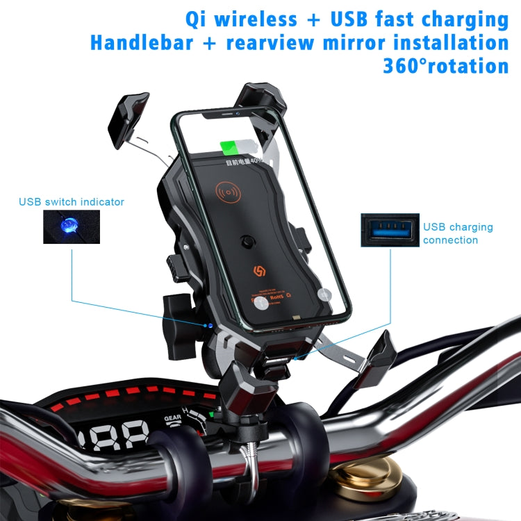 WUPP CS-1288A1 Wireless Charging + Wired Charging One-button Retractable Mobile Phone Stand(Black) - Holder by WUPP | Online Shopping South Africa | PMC Jewellery