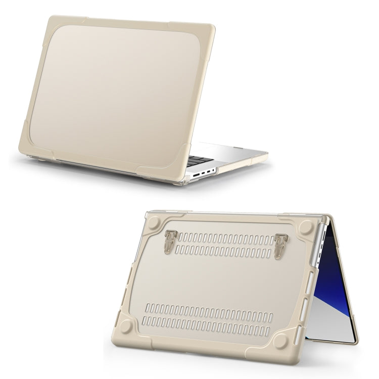 TPU + PC Two-color Anti-fall Laptop Protective Case For MacBook Pro 16.2 inch A2485 2021(Khaki) - MacBook Pro Cases by PMC TechLife | Online Shopping South Africa | PMC TechLife