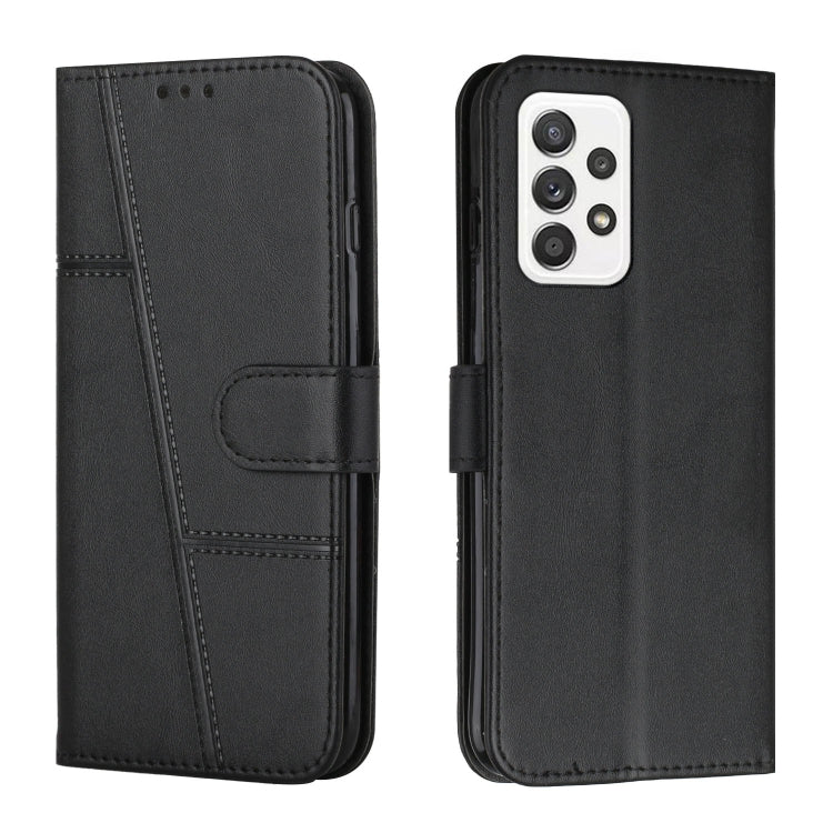 For Samsung Galaxy A23 Stitching Calf Texture Buckle Leather Phone Case(Black) - Galaxy Phone Cases by PMC TechLife | Online Shopping South Africa | PMC TechLife | Buy Now Pay Later Mobicred