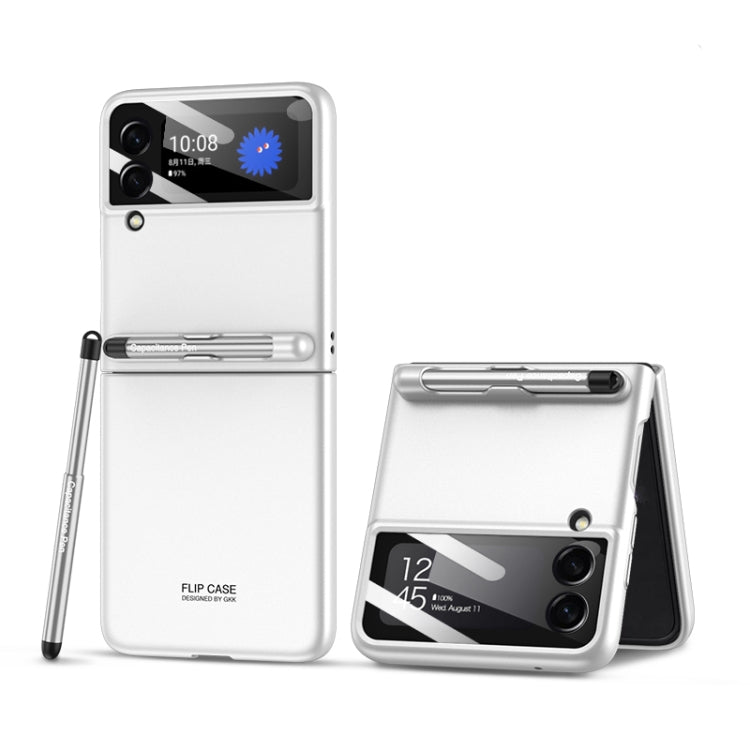 For Samsung Galaxy Z Flip3 5G GKK Integrated Ultra-thin Full Coverage Phone Flip Case with Pen(Silver) - free shipping - PMC TechLife - Order now!